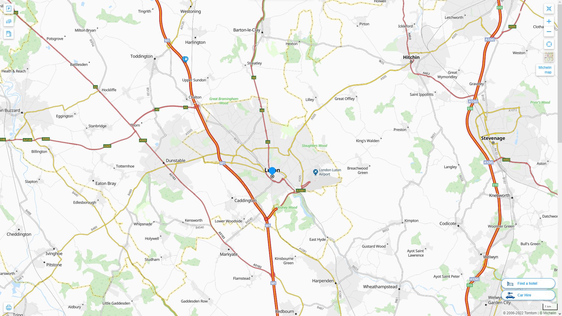 Luton Royaume Uni Autoroute et carte routiere